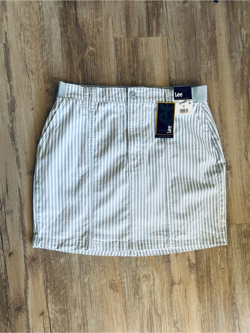 Lee Comfort Waistband Skort Golf 14 Blue Stripe New With Tags